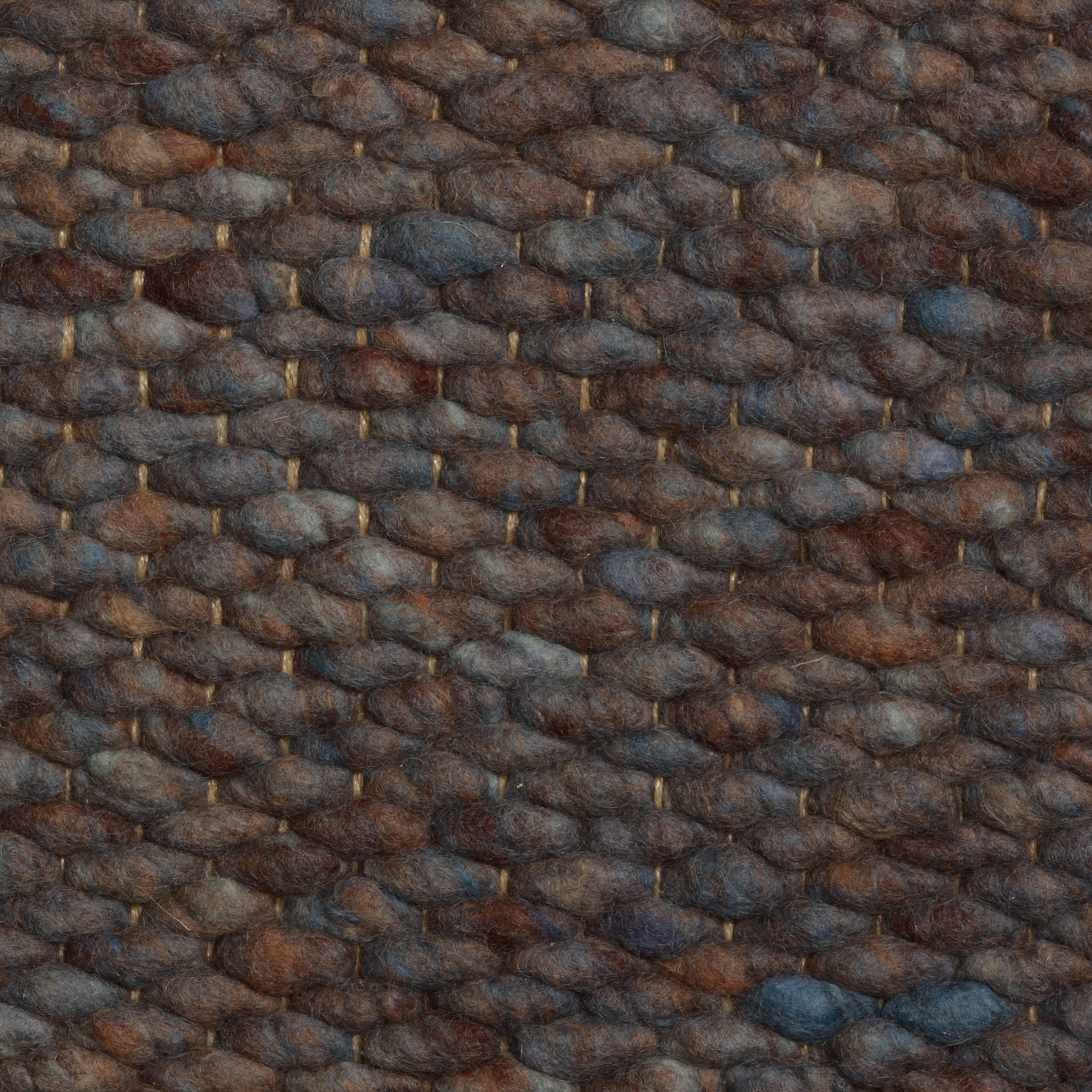 Wollen vloerkleed gevlochten Lisanne Bruin Blauw 058; Wollen vloerkleed gevlochten Lisanne Bruin Blauw 058