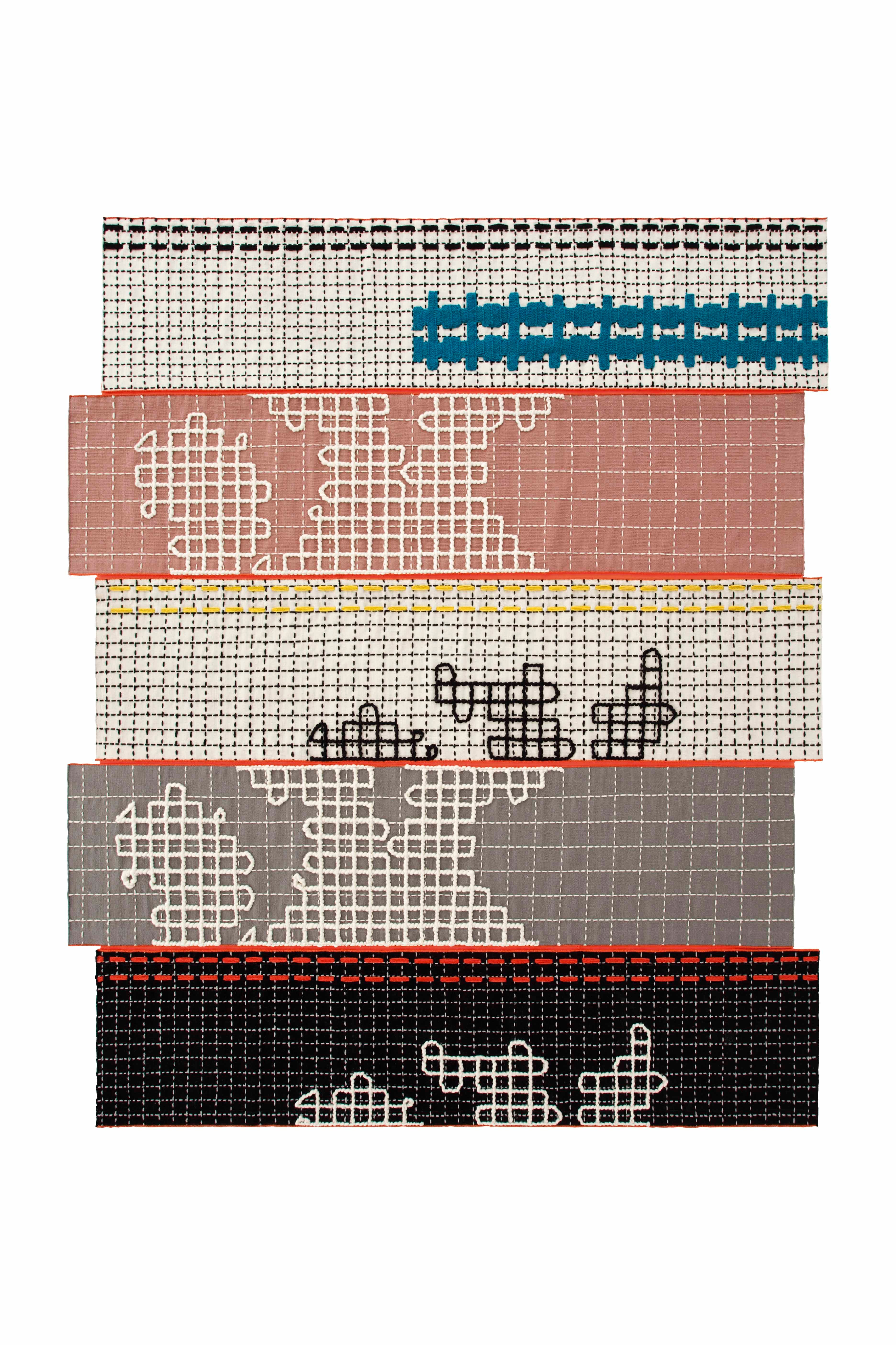 Design vloerkleed Gan Rugs Bandas Alfombras Natural 5 banen