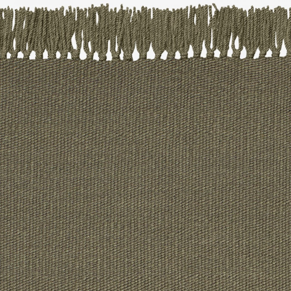 Design vloerkleed Kvadrat Kelim Coloured Fringes Legerbruin C7474