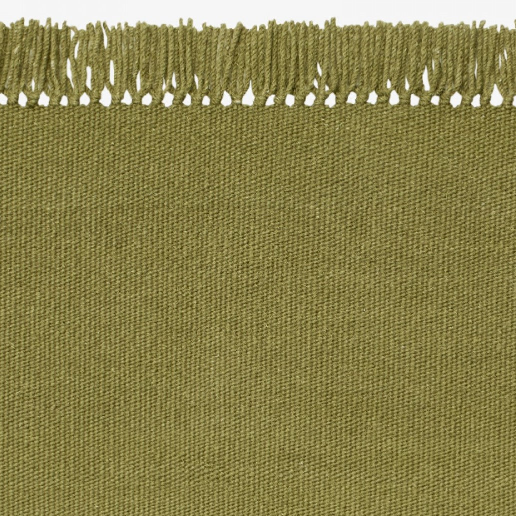Design vloerkleed Kvadrat Kelim Coloured Fringes Legergroen C6464