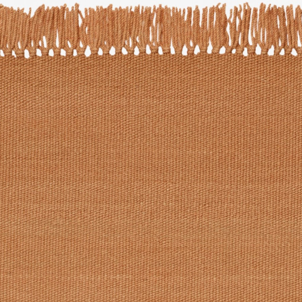 Design vloerkleed Kvadrat Kelim Coloured Fringes Oranjebruin C4646