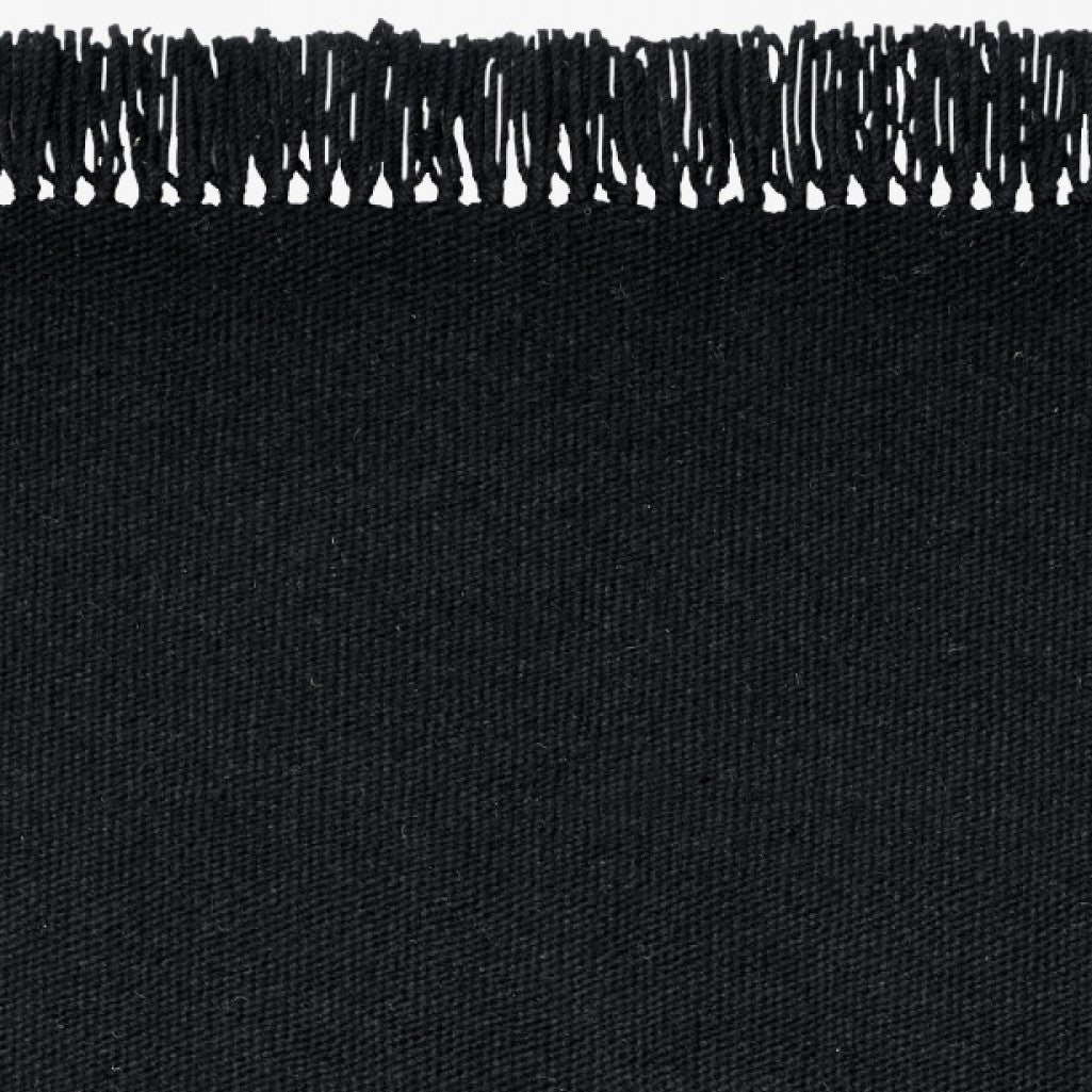 Design vloerkleed Kvadrat Kelim Coloured Fringes Zwart C2323