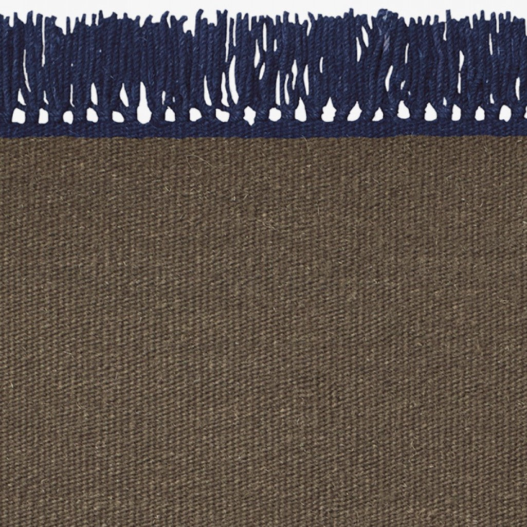 Design vloerkleed Kvadrat Kelim Cross Coloured Fringes Bruin Donkerblauw C3116