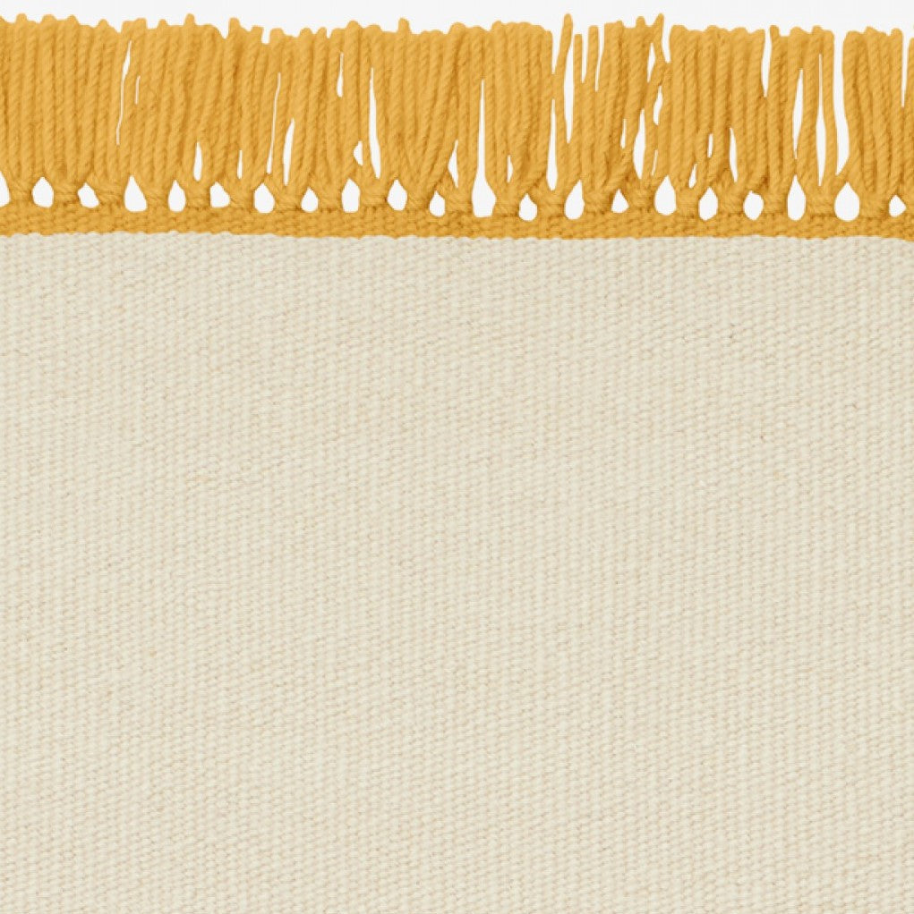 Design vloerkleed Kvadrat Kelim Cross Coloured Fringes Creme Geel C2003