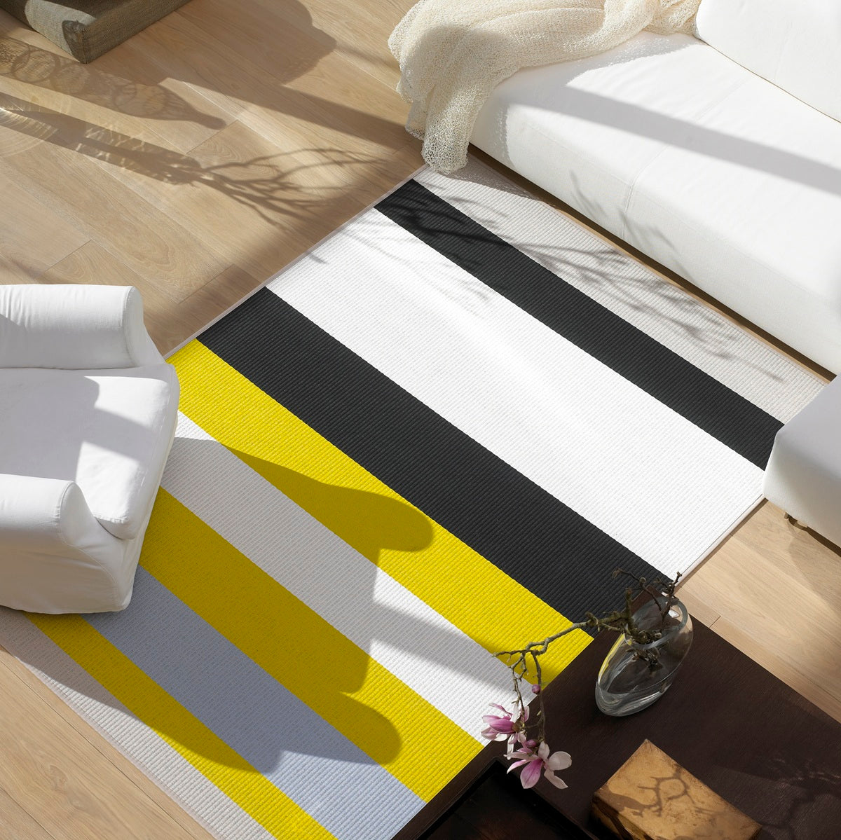 Design vloerkleed Woodnotes Avenue Stone – Yellow 1371522 sfeer