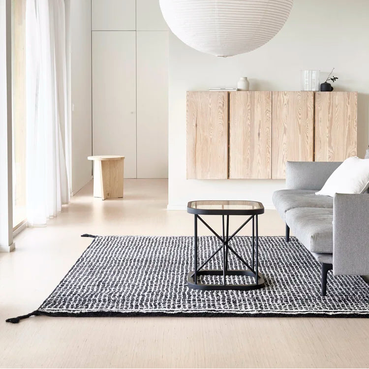 Berber vloerkleed Woodnotes Grid White Black