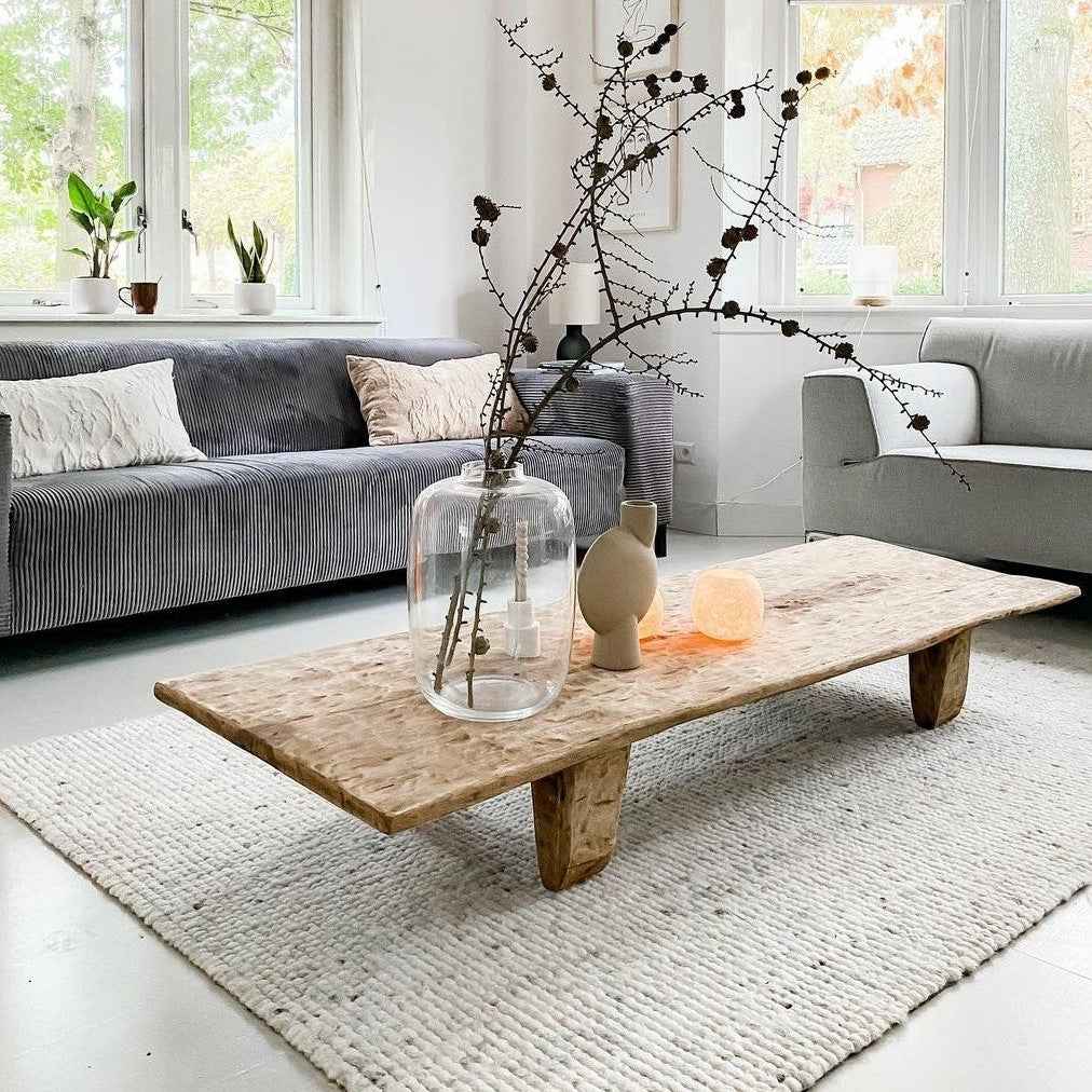 Geknoopt wollen vloerkleed Keet Licht Grijs Interieur