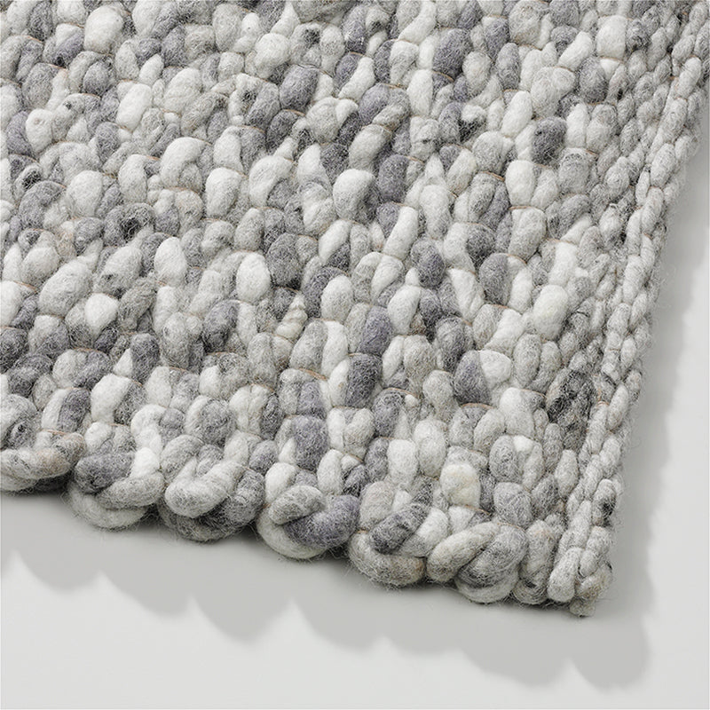 Grof handgeweven wollen vloerkleed Karlijn Mix Grijs detail