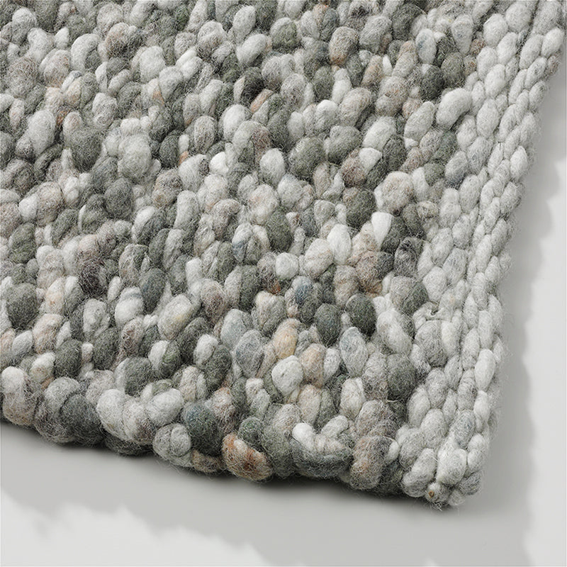 Grof handgeweven wollen vloerkleed Karlijn Mix Groen Grijs detail