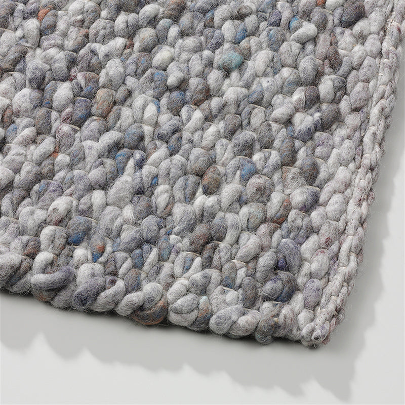 Grof handgeweven wollen vloerkleed Karlijn Mix Paars Grijs detail