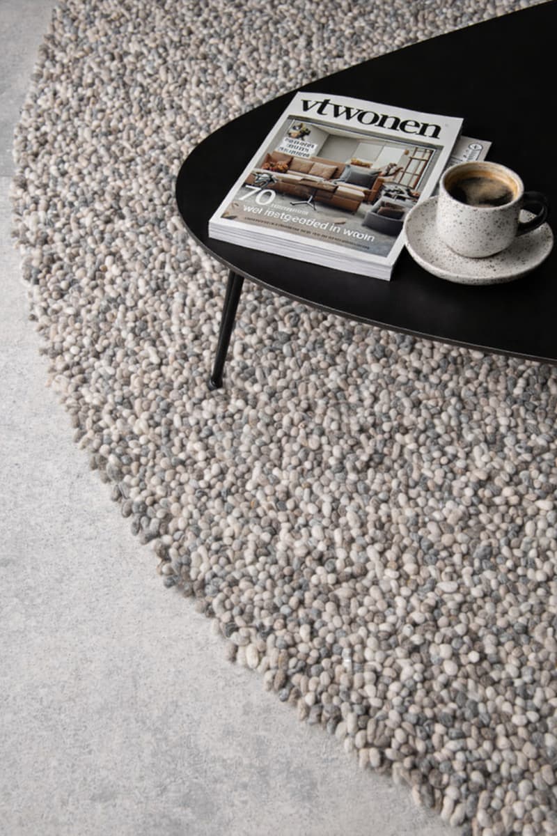 Grof wollen vloerkleed Tatum Beige 02 sfeer