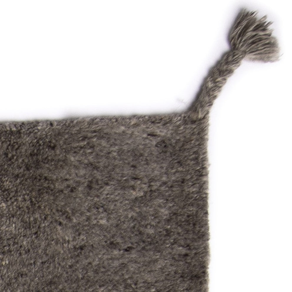 Hand Geknoopt Wollen Vloerkleed Woodnotes Uni Ivory Light Grey detail