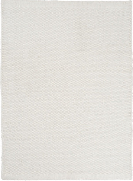 Handgeweven vlak wollen vloerkleed Anna Natural White