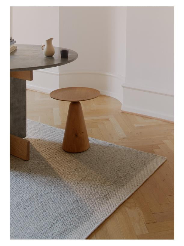 Handgeweven vlak wollen vloerkleed Fay Natural sfeer