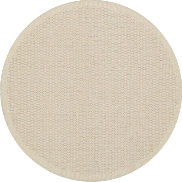 Handgeweven wollen vloerkleed Arna Wit 01 rond