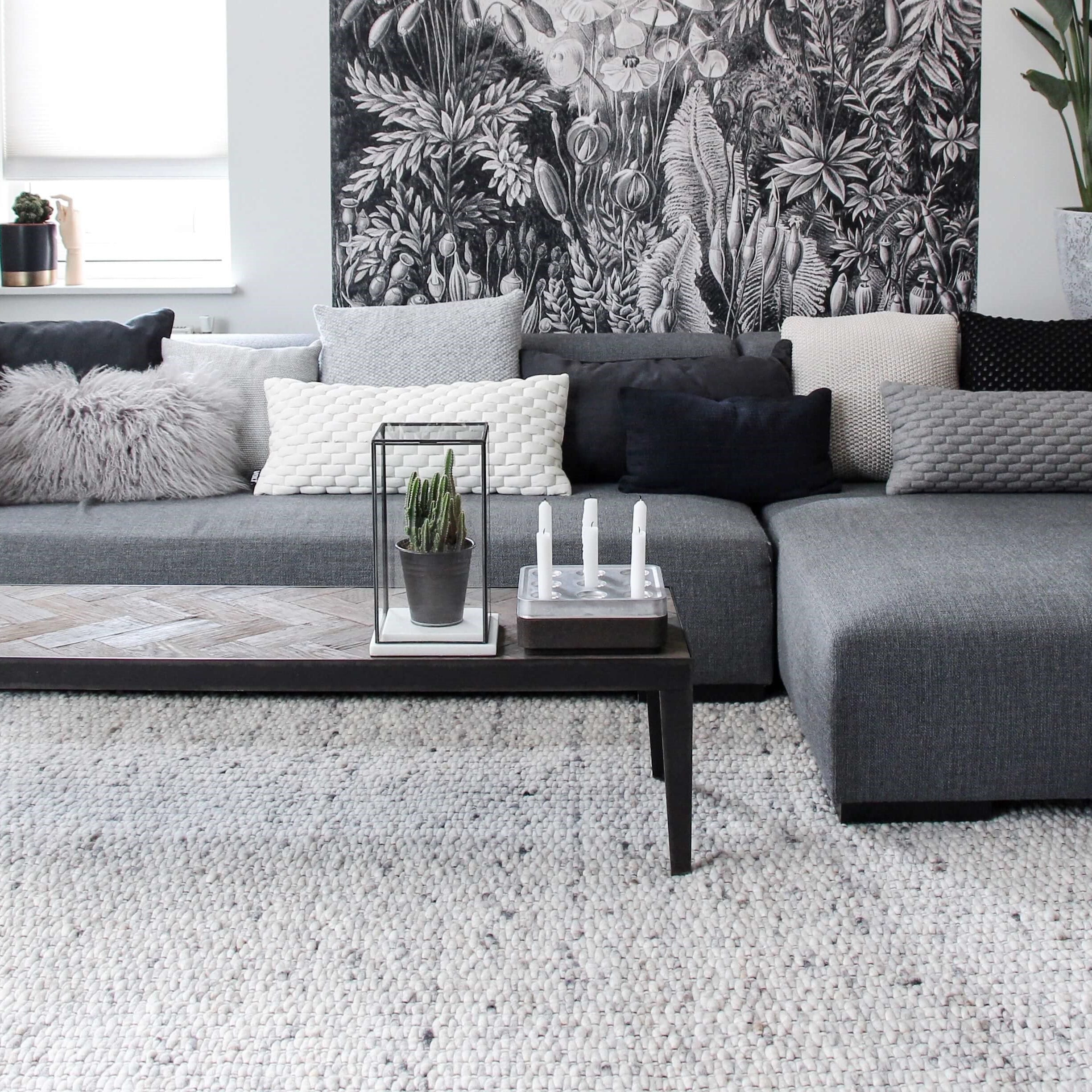 Handgeweven wollen vloerkleed Filou Offwhite Mix 05 detail 2