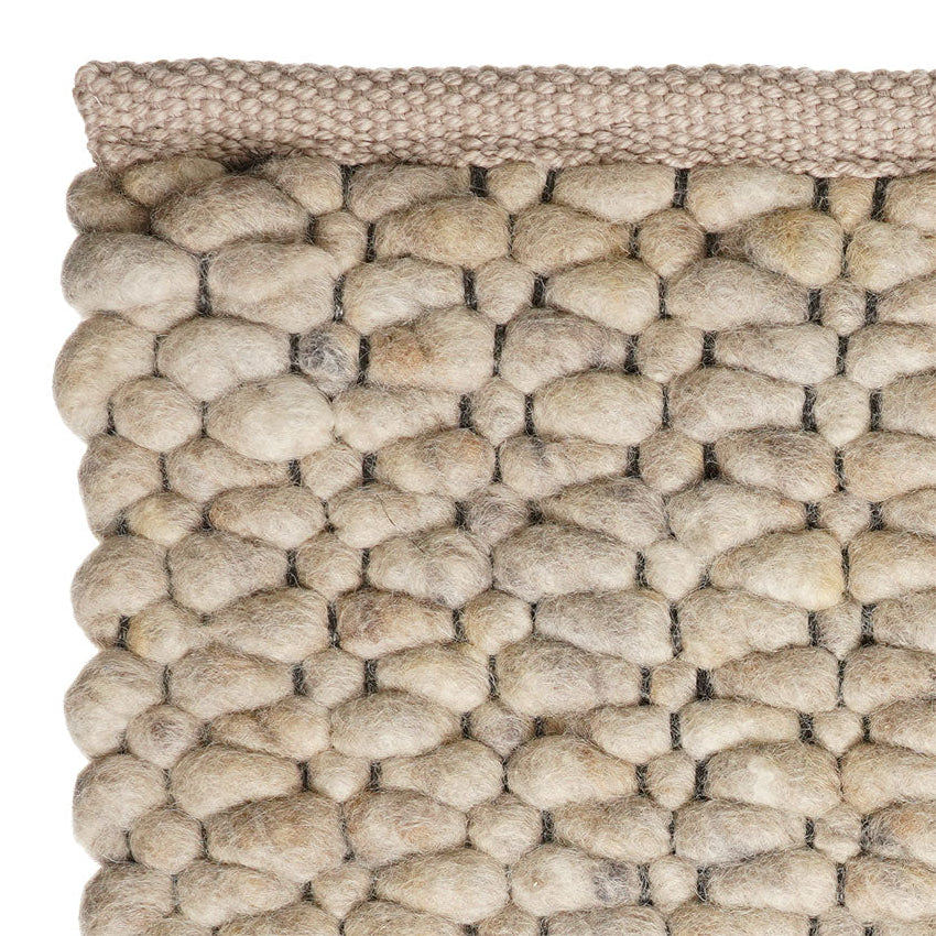 Handgeweven wollen vloerkleed Filou Zand 35