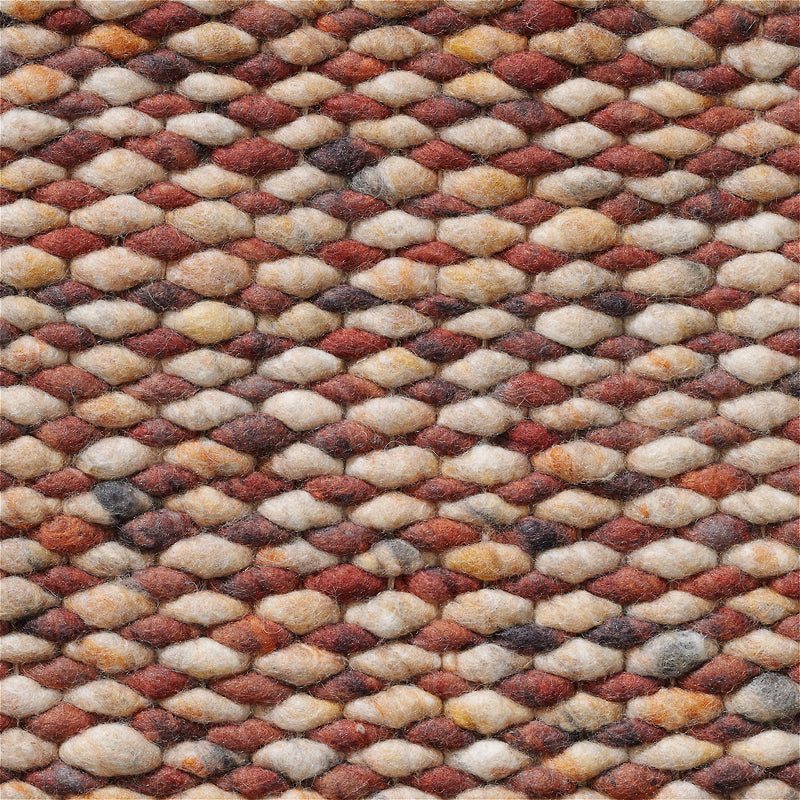 Handgeweven wollen vloerkleed Lisanne Honey 423+Rust 425