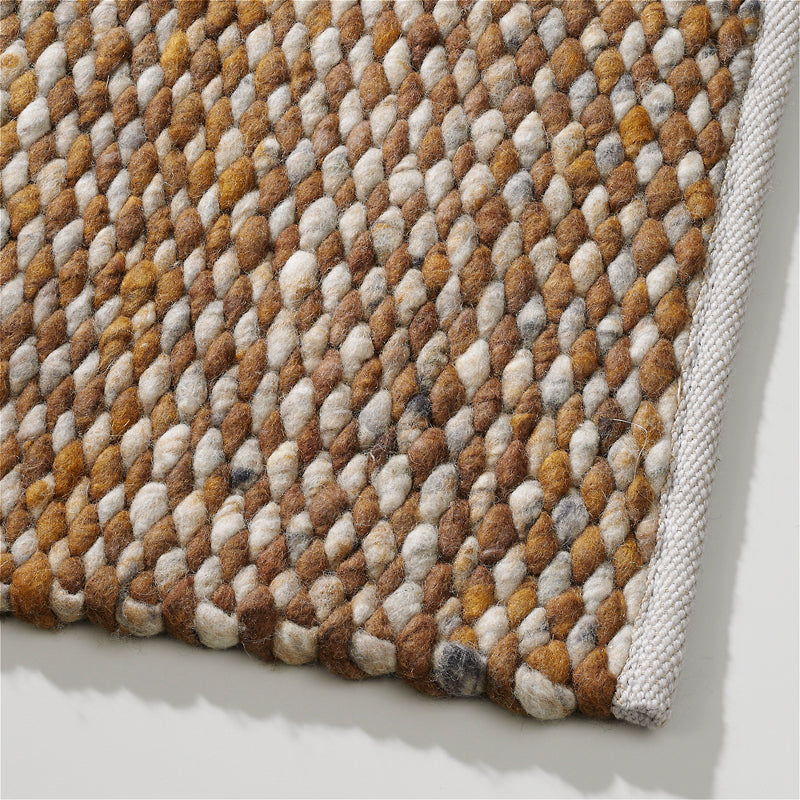 Handgeweven wollen vloerkleed Lisanne Mix Straw 464+Bronze 462 detail