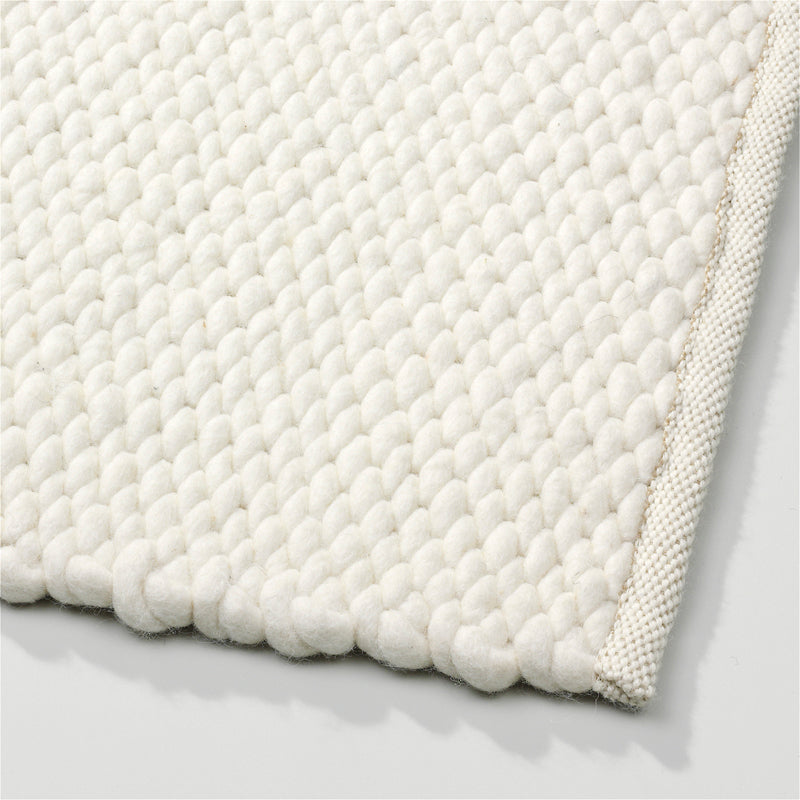 Handgeweven wollen vloerkleed Lisanne Wit 100 detail