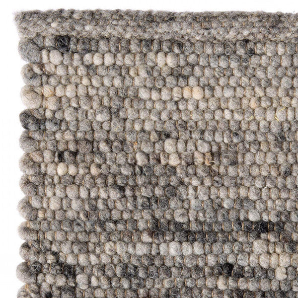 Handgeweven wollen vloerkleed Nanda Donkergrijs 04
