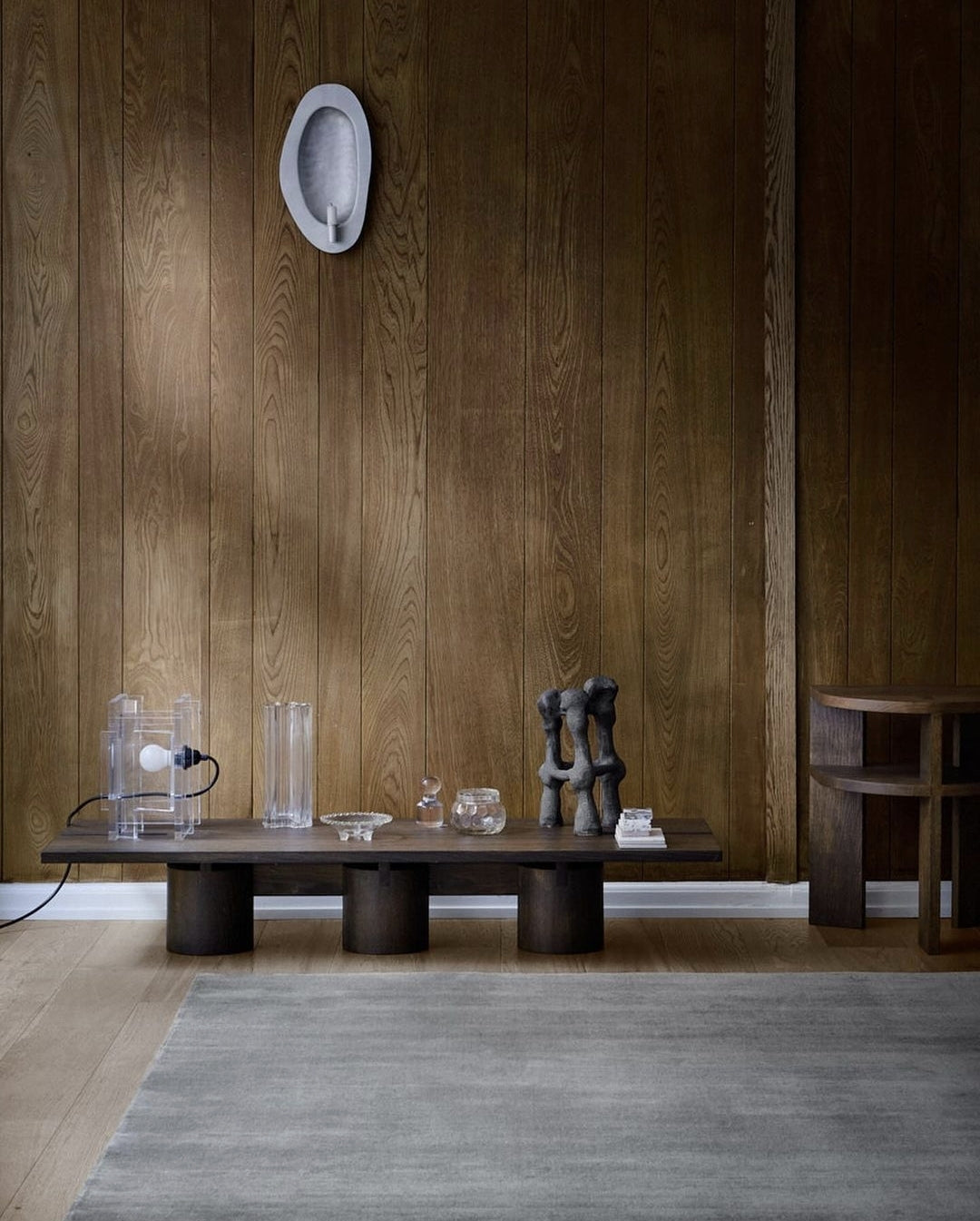 Hoogpolig Glossy Wollen Vloerkleed Viveke Grey sfeer 1