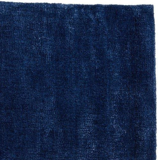 Hoogpolig Glossy Wollen Vloerkleed Viveke Midnight Blue