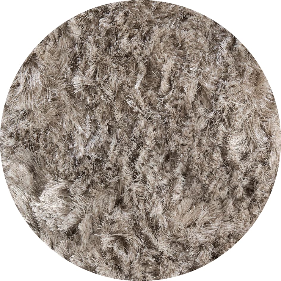 Rond hoogpolig glossy vloerkleed Valerie Zilver