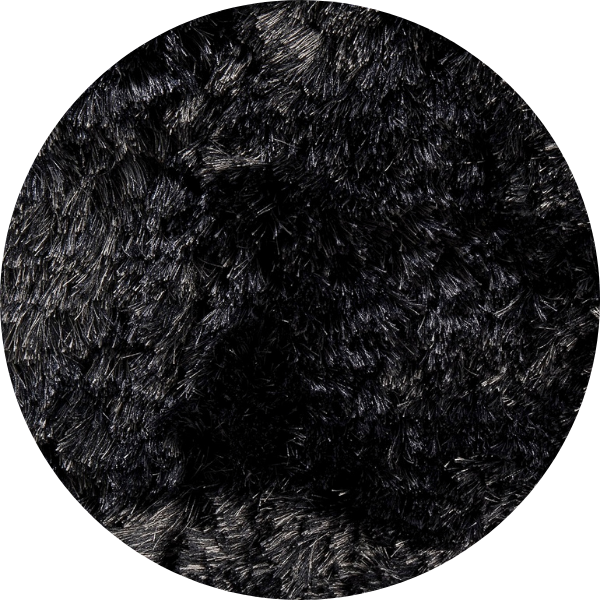 Rond hoogpolig glossy vloerkleed Valerie Charcoal