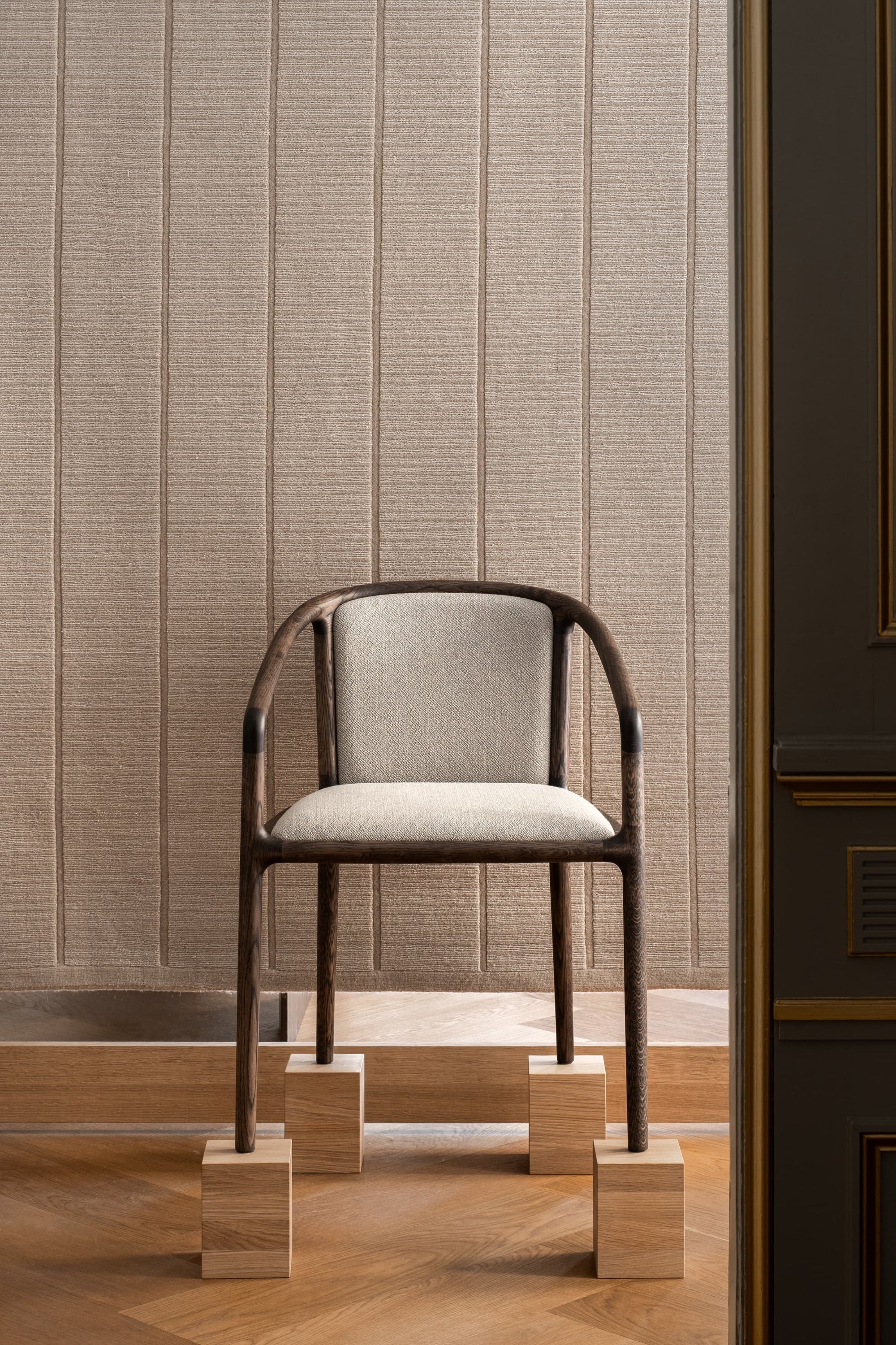 Japandi wollen vloerkleed Tatami Cream sfeer