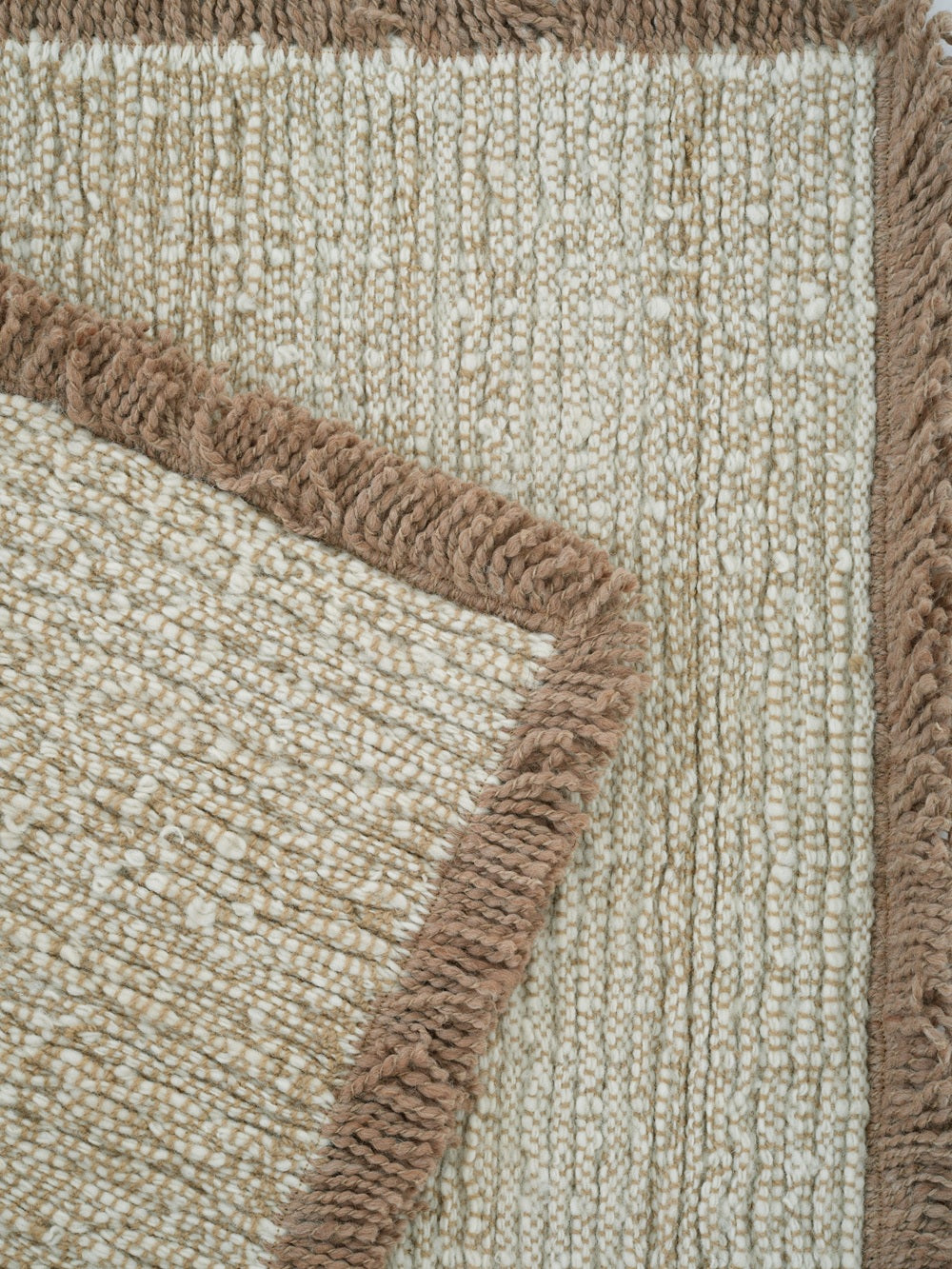 Kaatz Japandi wollen vloerkleed Sonny Beige details