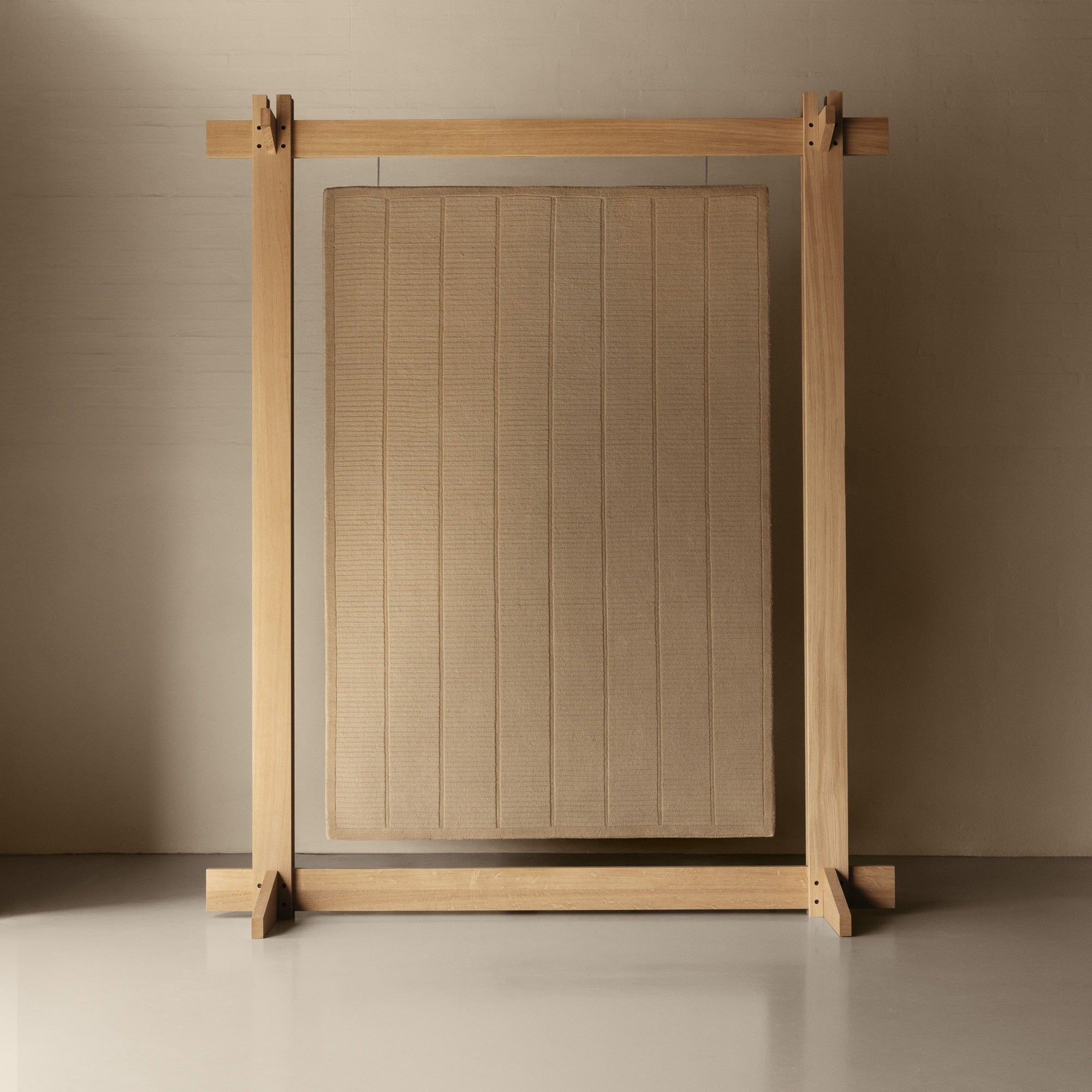 Kaatz Japandi wollen vloerkleed Tatami cream in weefgetouw