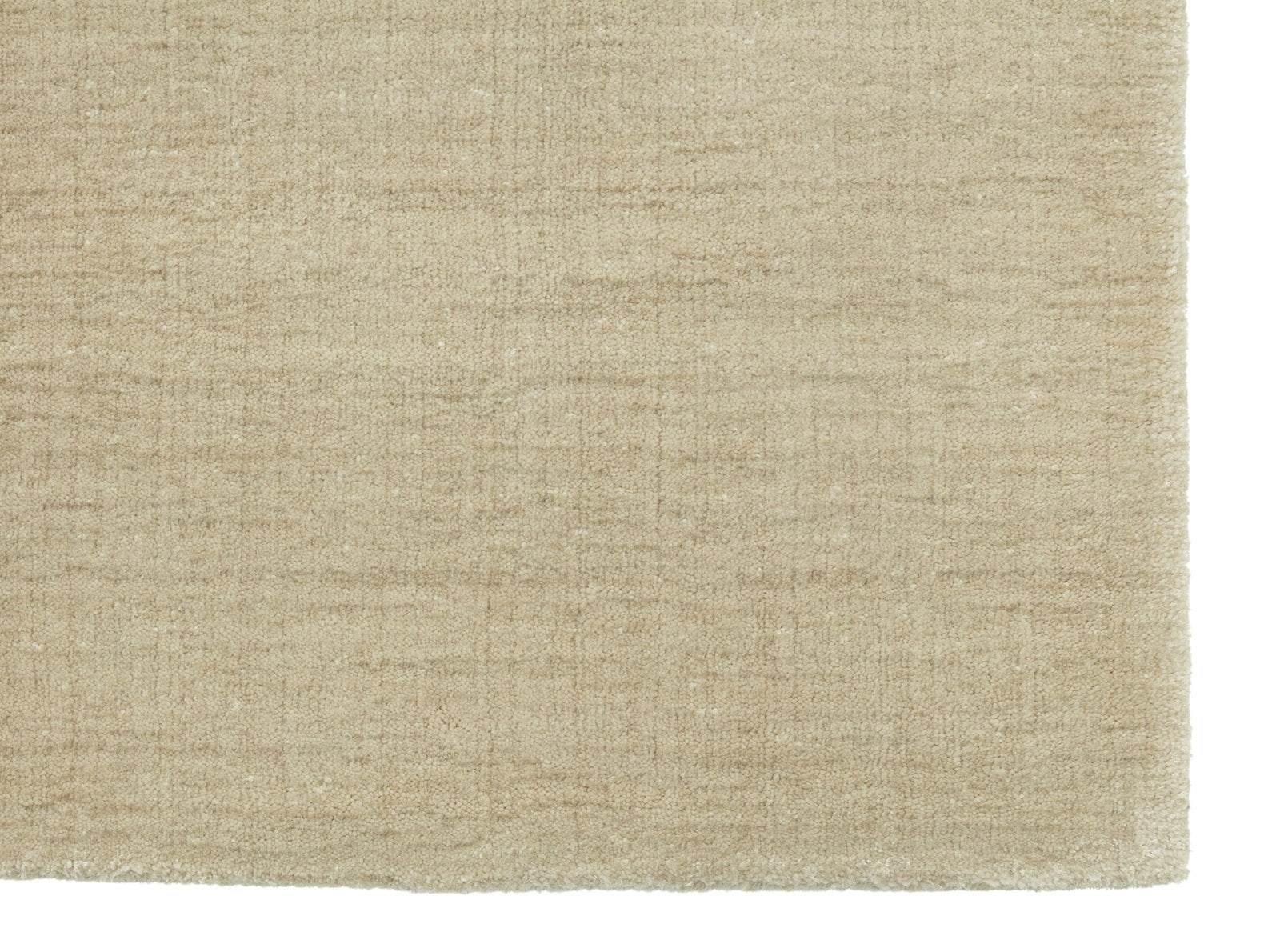 Laagpolig wollen vloerkleed Vivienne Sand Beige closeup