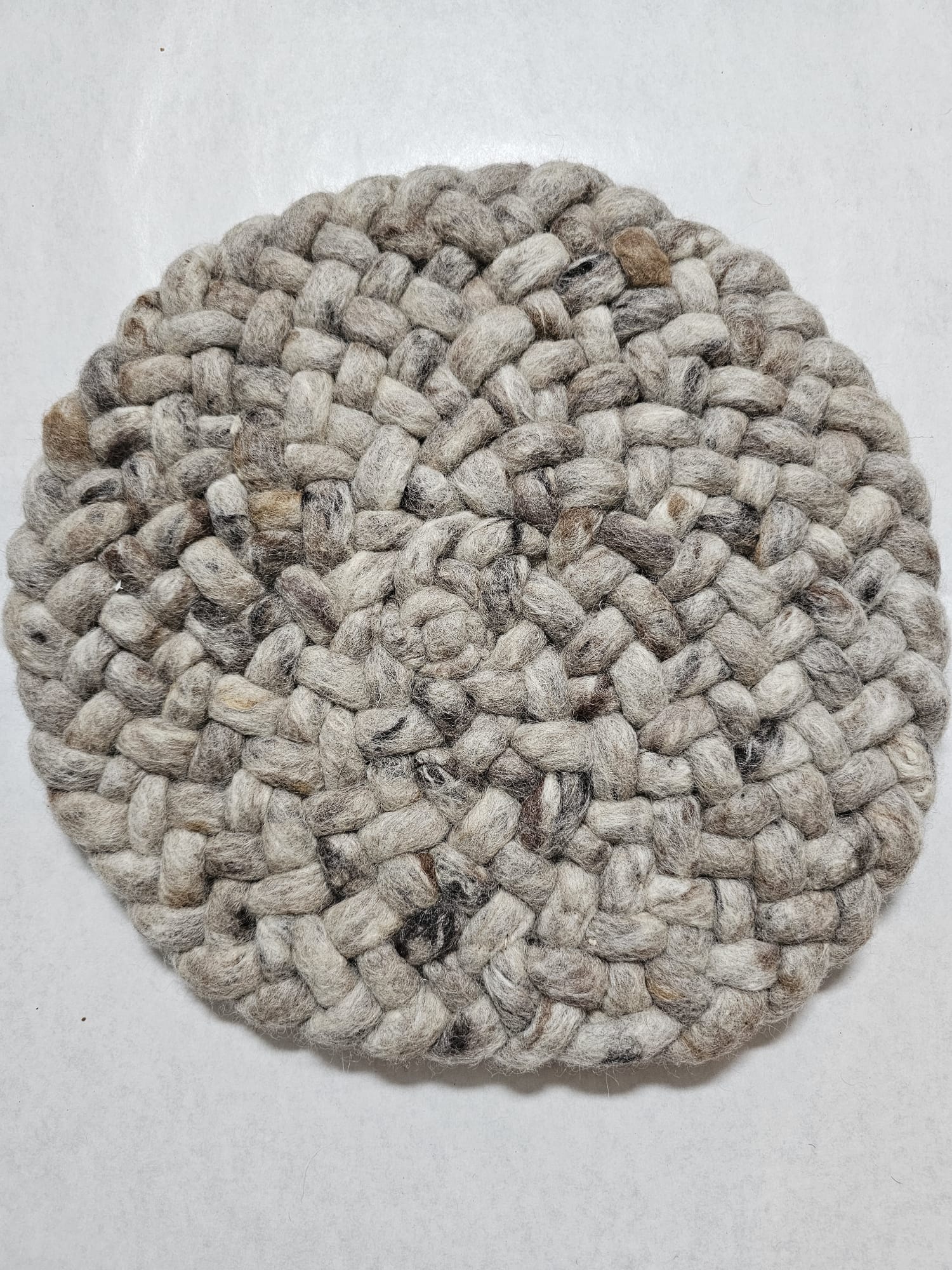 Rond gevlochten wollen vloerkleed Romee in stock Grijs Nature 05