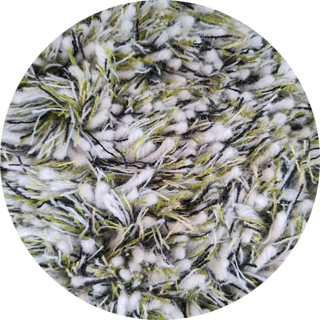 Rond hoogpolig vloerkleed Millenerpoort Eterno 40 Wit Groen 2310