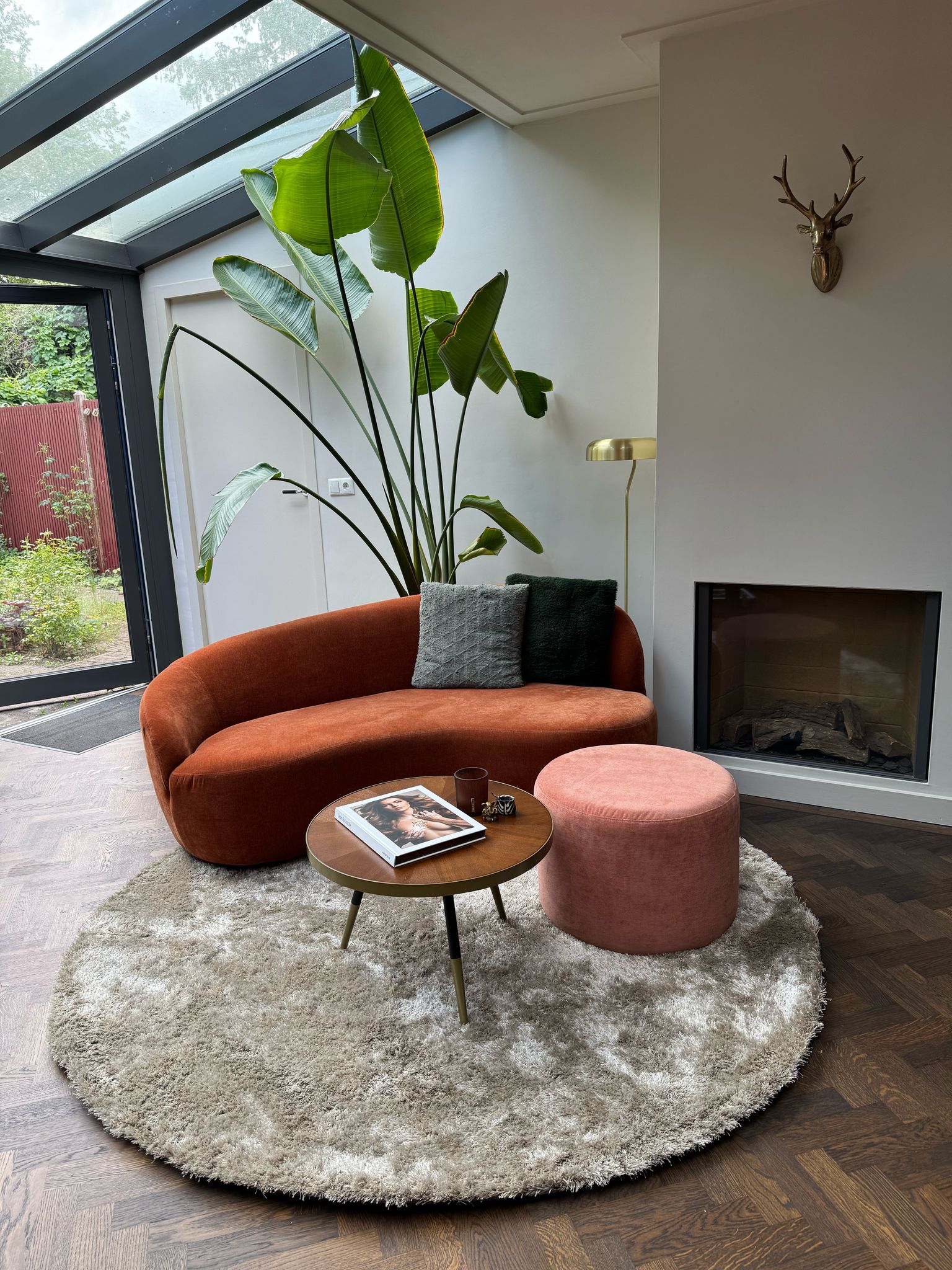 Rond hoogpolig vloerkleed Penelope Offwhite D200cm