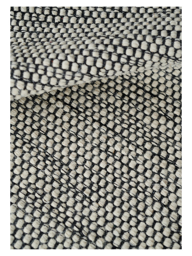 Rond wollen vloerkleed Anna zwart wit Mixed detail