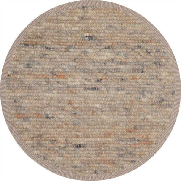 Rond wollen vloerkleed Arna Beigegrijs Mix 05