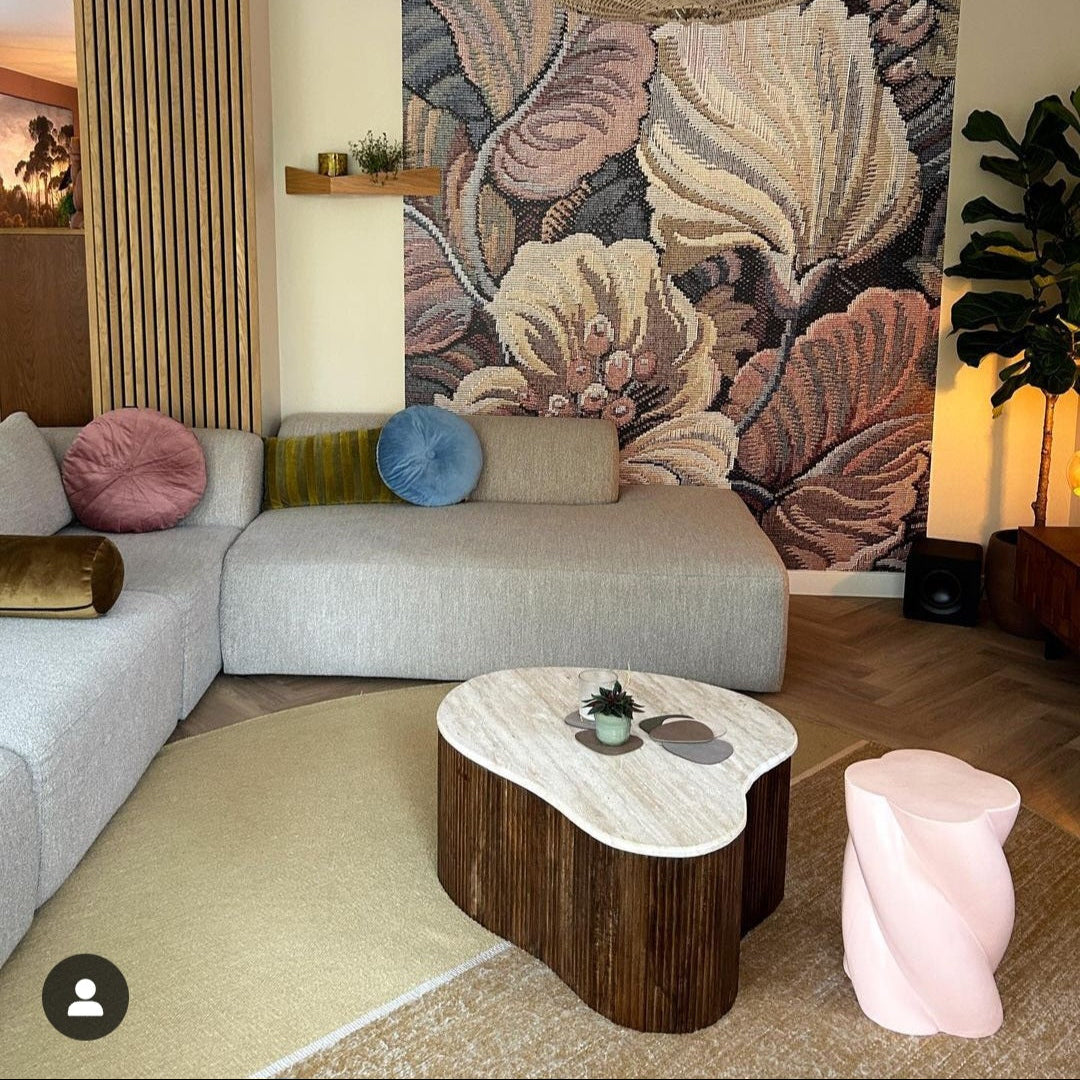 Rond wollen vloerkleed Mila Oker interieur