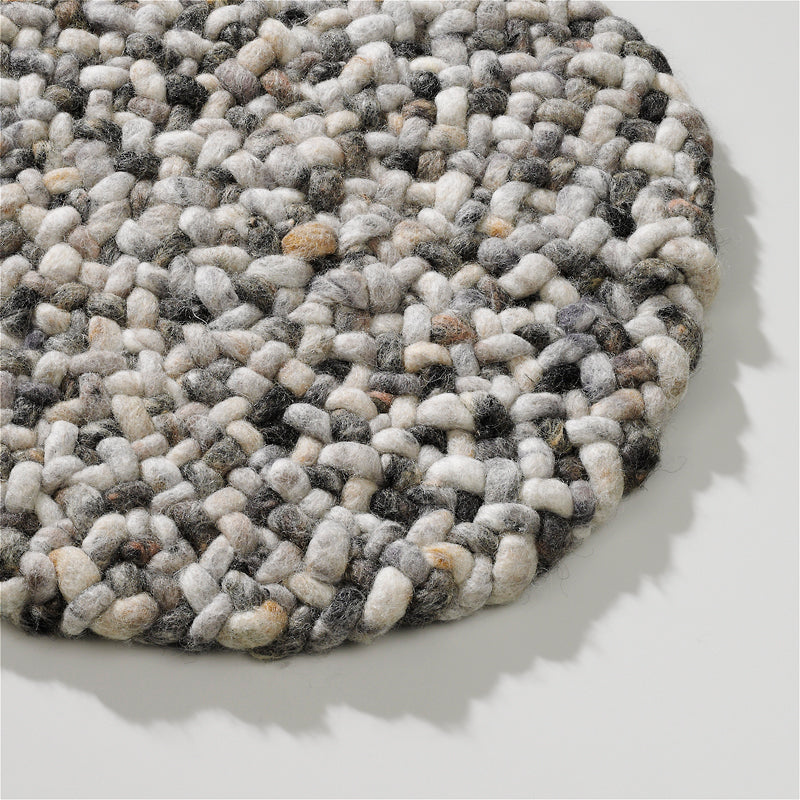 Rond wollen vloerkleed Romee Mix Cement 332+Straw 464+Clay 038 detail