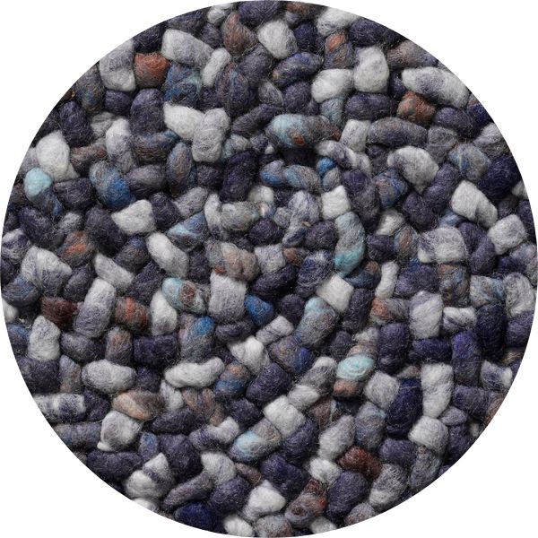 Rond wollen vloerkleed Romee Mix Dusk 475+Sky 058+Denim 459