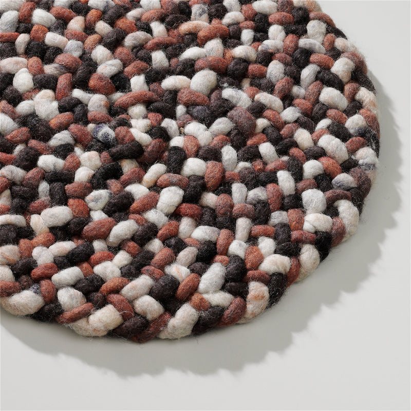 Rond wollen vloerkleed Romee Mix Poeder 472+Rust 425+Brownie 368 detail