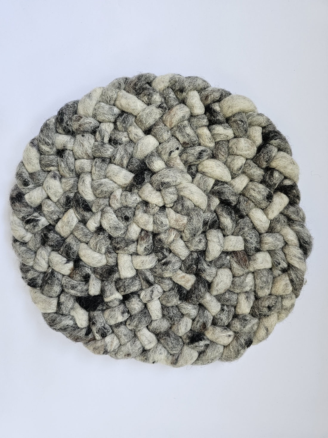 Rond wollen vloerkleed Romee in stock Donkergrijs 08