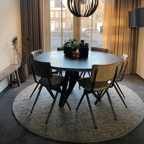 Rond wollen vloerkleed handgeweven Nanda Donkergrijs 04 interieur