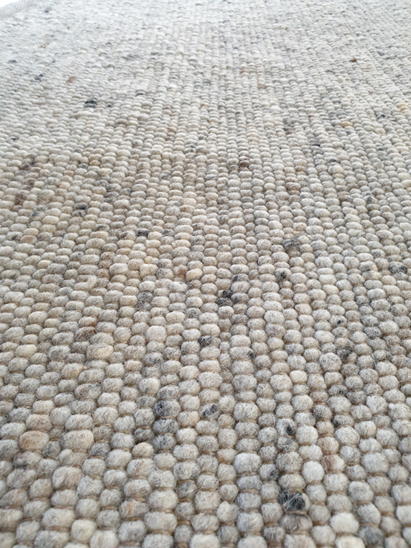 Rond wollen vloerkleed handgeweven Nanda Lichtgrijs 05 closeup