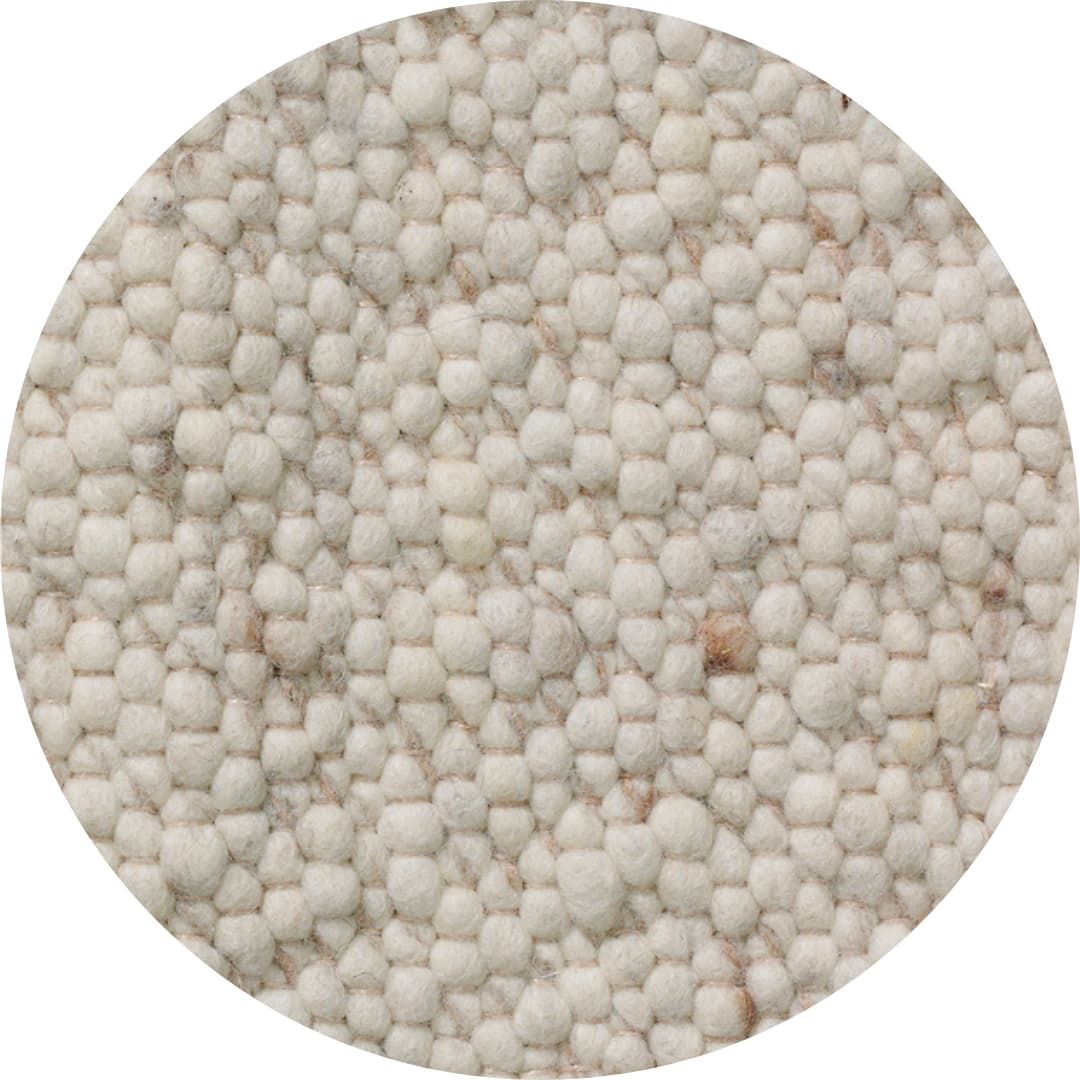 Rond grof wollen vloerkleed Nomi Offwhite 161