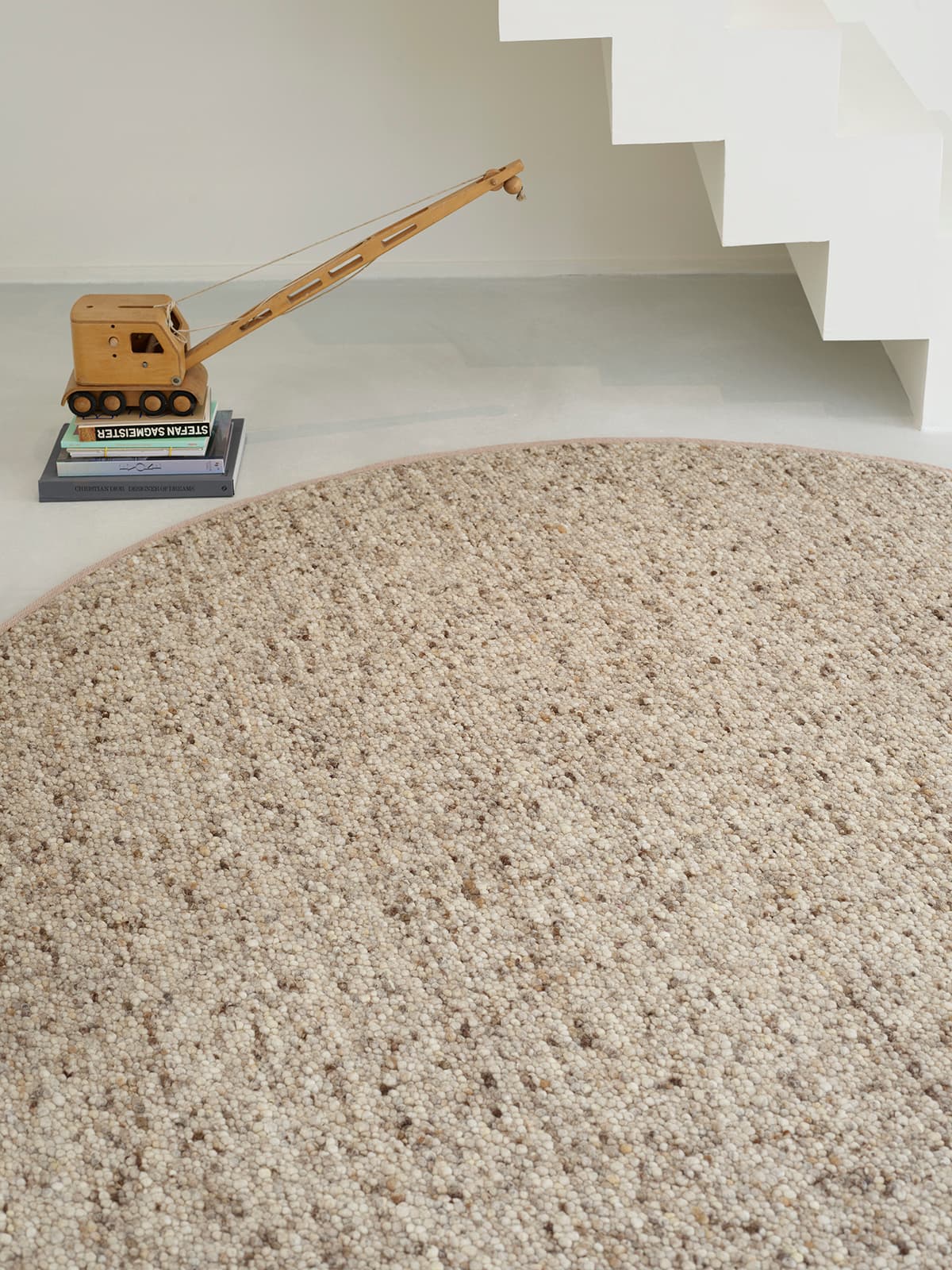 Rond grof wollen vloerkleed Nomi rond Nature mix 136 sfeer