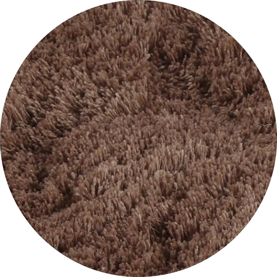Rond hoogpolig wollen kleed Coco Bruin 59