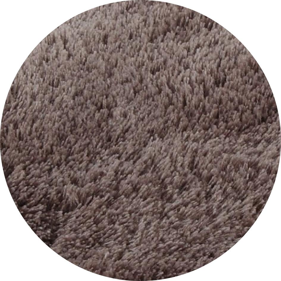 Rond hoogpolig wollen vloerkleed Coco Taupe 61