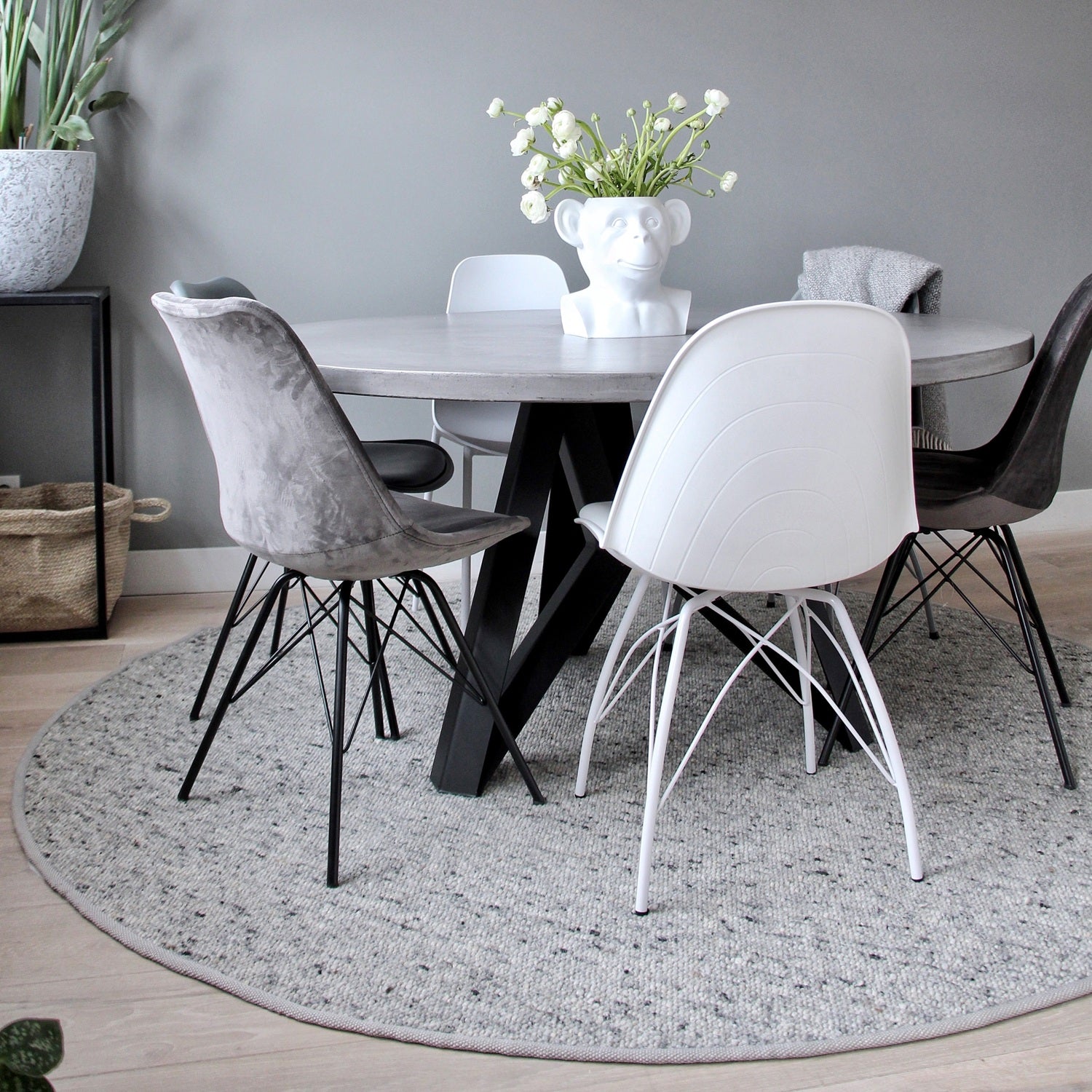 Rond wollen vloerkleed Nanda Grijs 02